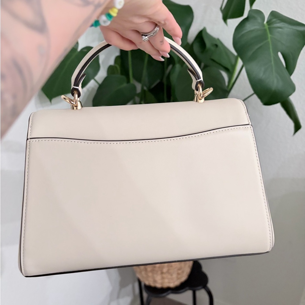 Coach Cream Leather Top-Handle Satchel with Gold Hardware - Picture 3 of 3